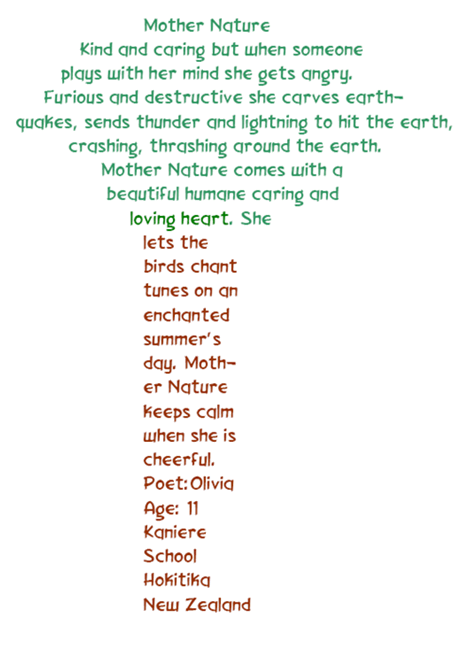 Mother Nature - A Shape Poem by Olivia